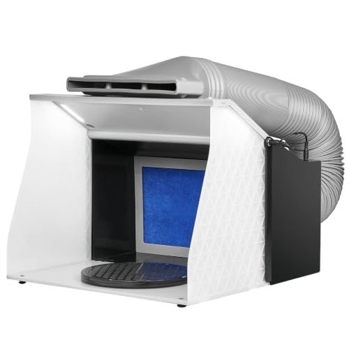 Miniatura 9 de Vevor Cabina De Pintura Con Aerógrafo 405x330x355 Mm Cabina De Pintura Portátil 5,2 M Min Cabina De Succión De Doble Ventilador Con Iluminación Led Placa Giratoria Para Modelado De Bricolaje