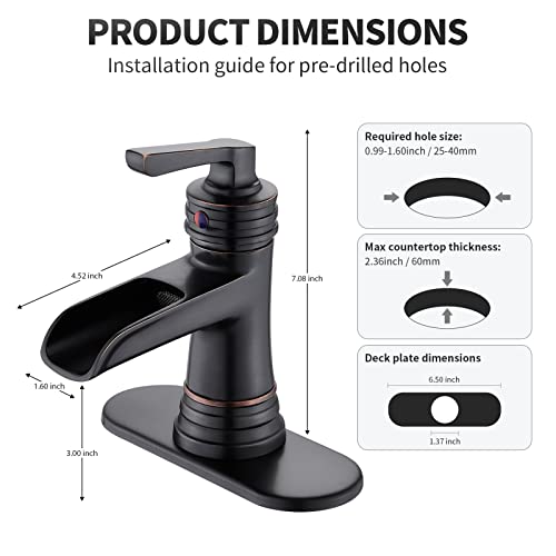 Sanliv Bathroom Faucet Oil Rubbed Bronze Waterfall Single Handle Bathroom Faucet For Sink One Or Three Hole Vanity Faucet Farmhouse Rv Bathroom Vessel Basin Faucet With Pop Up Drain Deck Mount #TOP4