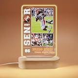 Jaydouble Personalized Football Acrylic Panel with Lighted Stand,Custom Football Player Lovers Fans Gifts,Custom Football Acrylic with Photos Name Number, 2027 Football Senior Night Gifts for Boys