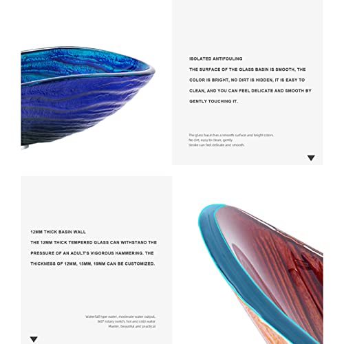 LWX Tropfenform-Kunstbecken, Badezimmer-Waschbecken-Set Aus Gehärtetem Glas, Farbe Art Basin Tropfenform-Waschbecken, Für Zuhause, Hotel, Restaurant,Brown a