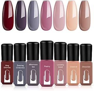 Modelones Gel Nail Polish Set, 7 Colors Nude Pink Gel Polish Brown Gray Gel Polish Set Soak off All Seasons Nail Polish Nail Art Salon Mother's Day Gifts Nail Gel Manicure Set