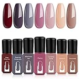 Modelones Gel Nail Polish Set - 7 Colors Nude Pink Brown Gray Soak off Nail Polish Kit LED Nail Lamp Required Classic Modern Nail Art Salon Gel Nail Manicure Gift Kit