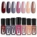 Gel Nail Polish Set Modelones UV Gel Polish LED Nail Gel Manicure Kit -7 Warm Winter Series Dark Grey Nude Red Brown - Mini Size 6 ml Each, Gift Box