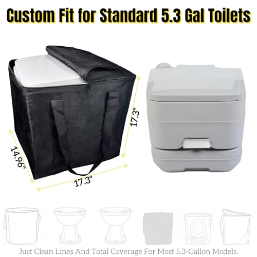 Voyboced Portable Toilet Storage Bag, Heavy Duty Double-Layer Nylon Carry Case for 5.3 Gallon Porta Potty, Waterproof Camping Toilet Cover,Black - Image 3