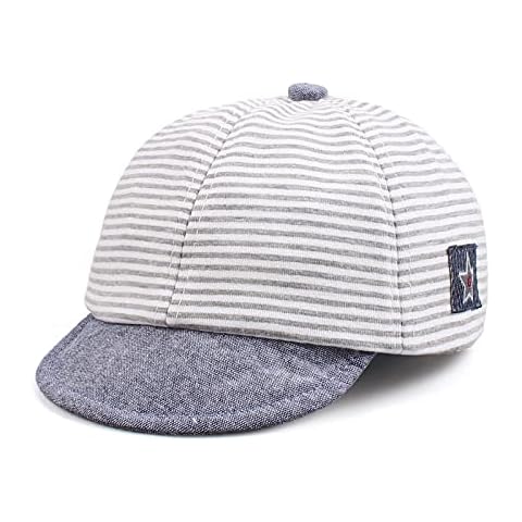 Striped Infant Toddler Hat Classic Baby Baseball Caps for Boys Girls Sun Protect Spring Summer Caps (Gray Striped, 3-18 Months) Cover