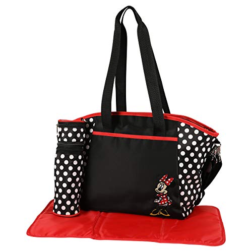 Disney Girls Minnie Mouse Multi Pc Large Diaper Bag Set, Black