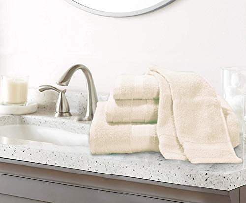GLAMBURG Ultra Soft 8-Piece Towel Set - 100% Pure Ringspun Cotton, Contains 2 Oversized Bath Towels 27x54, 2 Hand Towels 16x28, 4 Wash Cloths 13x13 - Ideal for Everyday use, Hotel & Spa - Ivory Cream