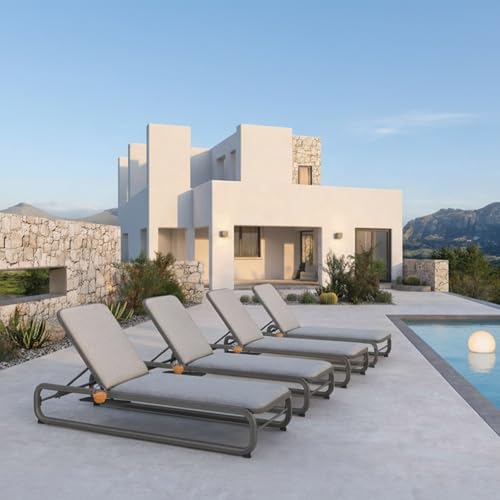 Image of PURPLE LEAF 4 Piece Outdoor Lounge Up to 350 lbs Adjustable Back Gray