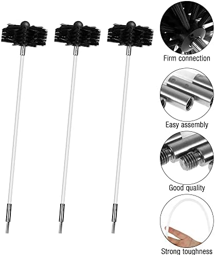 Foreverup Chimney Sweep Kit, 17Pcs Chimney Cleaning Brush Kit with 15 Nylon Bendable Rods 1 Brush Heads for Fireplace Sewage Pipe Fume Hood, for Dryer Duct Fireplace Chimney Cleaning Brush