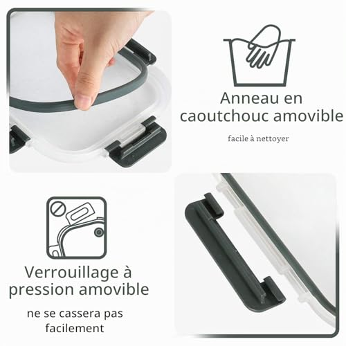 MCIRCO Lot de 5 récipients hermétiques en verre avec couvercles 1040 ml – vue 8