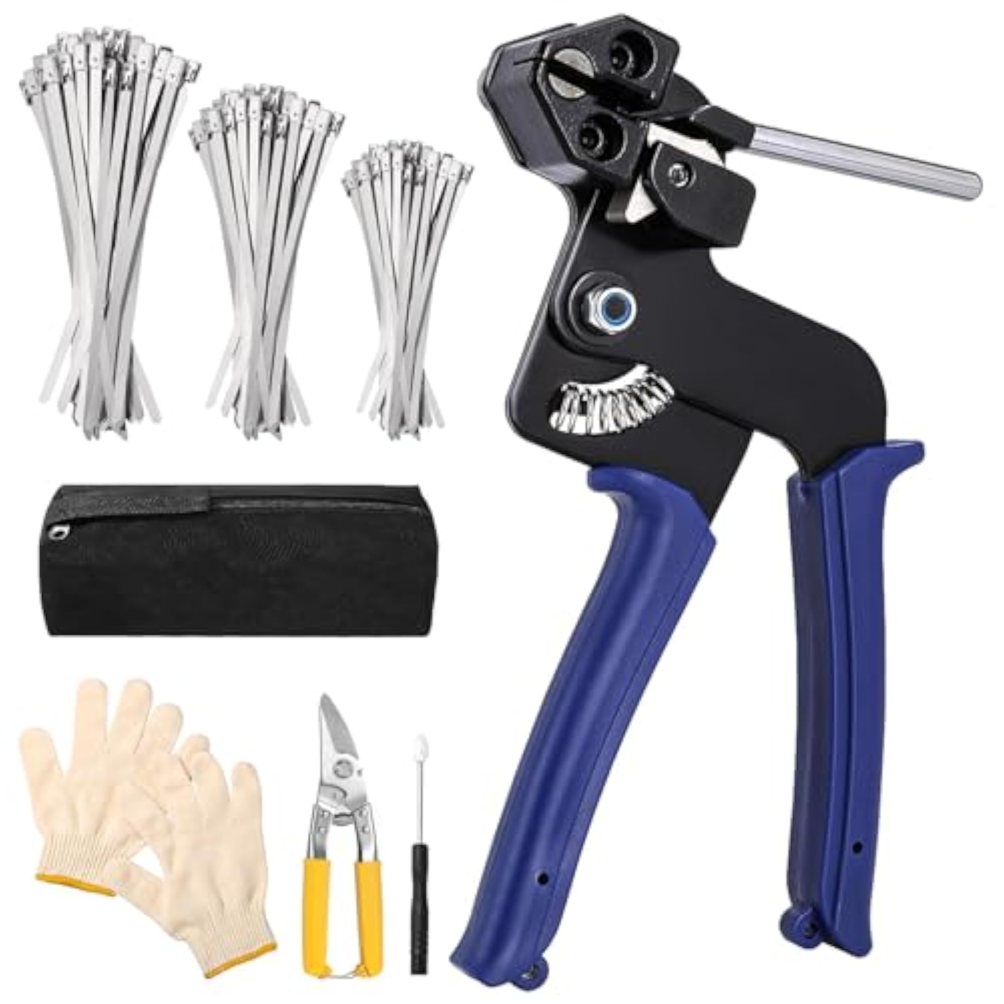 Stainless Steel Cable Tie Gun with 150pcs Zip Ties