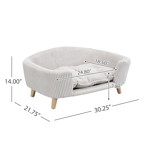 Christopher Knight Home Elroy Orthopedic Dog Bed, Elevated Dog Sofa Bed for Small Dog, Supportive Foam Pet Couch Bed with Wooden Legs, Modern Pet Sofa Bed, Light Beige - Image 6