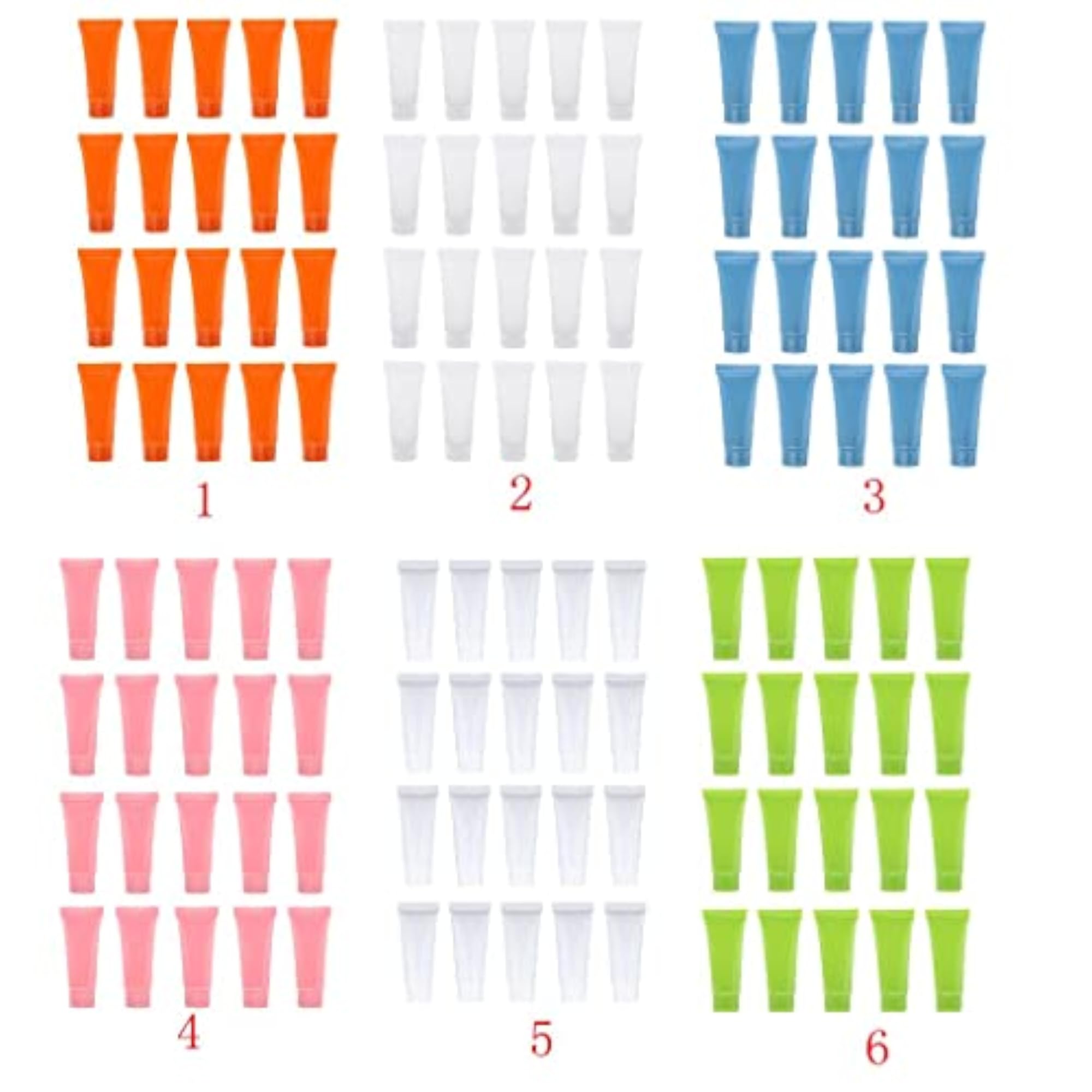 20x 10ml Empty PVC Tubes for Lotion Cream, Orange