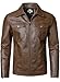 HOOD CREW Mens Leather Jacket Motorcycle Biker Jackets Casual Lightweight Faux Leather Outwear Dark Brown XL