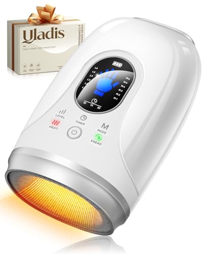 Hand Massager with Heat and Compression, 4000mAh Rechargeable Battery Soothing Kneading & Stretching, Palm, Finger & Wrist Massage, 6 Modes & 6 Intensities, Gift for Women Men Relaxation at Office