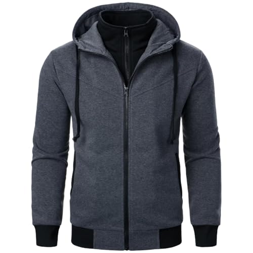 Men Autumn/Winter Casual Knit Hooded Cardigan with Zipper Closure