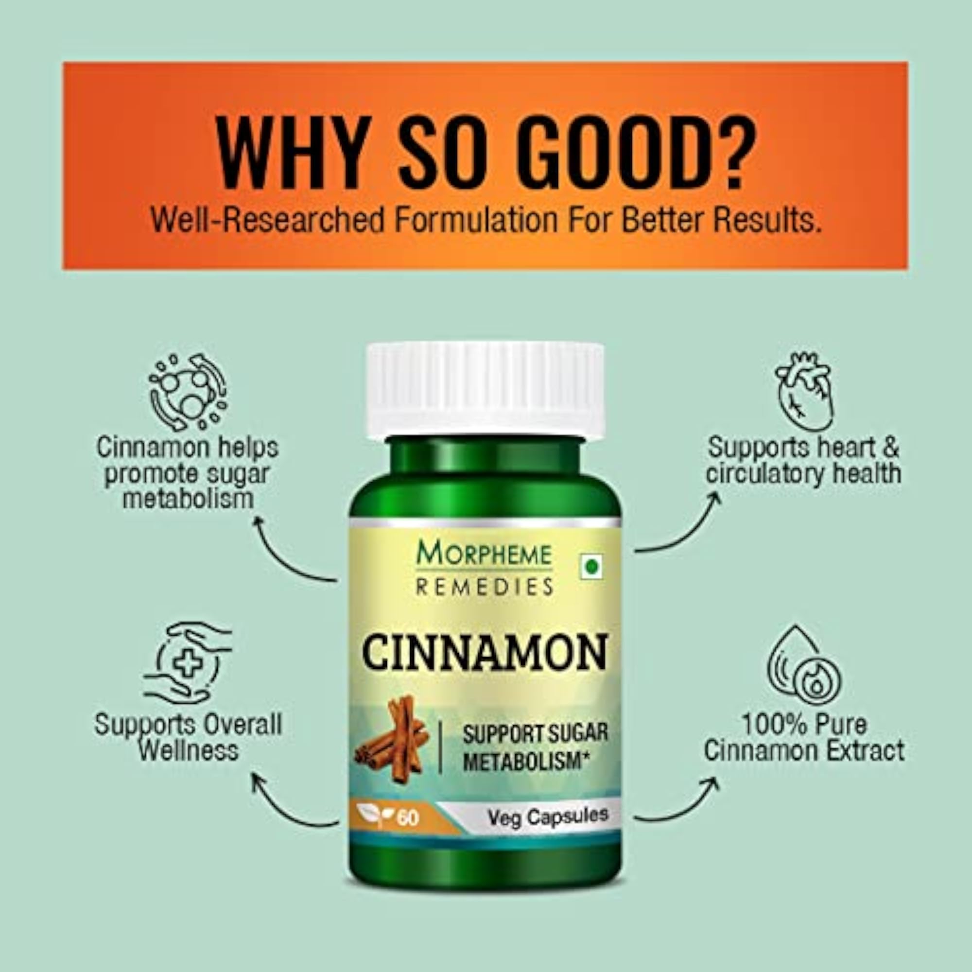 Cinnamon Extract 500mg, 60 Veg Capsules