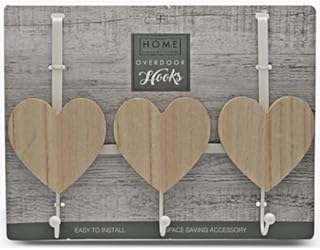FabFinds Overdoor Hook Heart Shaped Wooden Effect Hanger Hook for Coat Towel Bath Robe, White, 34cmX25.5cm