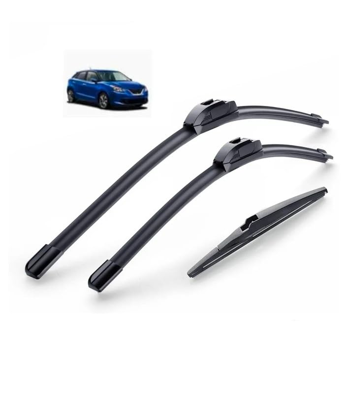 Image of AWB 21 inch+19 inch Frameless /Soft Wiper Blades with 12 inch Rear Specific Wiper Blade Replacement Set for Baleno allroad 2015-2021(Set of 3)