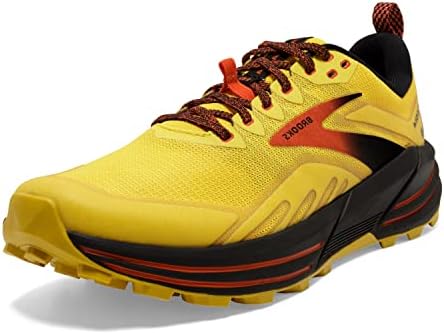 Brooks Men's Cascadia 16 Trail Running Shoe - Yellow/Black/Grenadine - 10.5 Medium