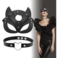 Aurasky Mascara Catwoman, Choker Corazón, Mascara Halloween,