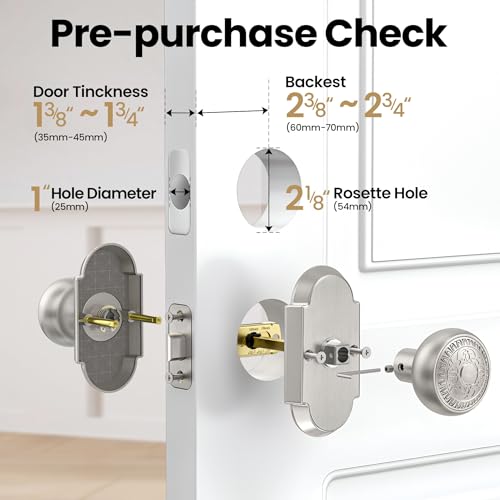 BonKuDoo Satin Nickel Interior Door Knob, Vintage Passage Door Knobs for Hallway, Zinc-Alloy Heavy Duty Door Knob Door Handles by BonKuDoo - Image 4