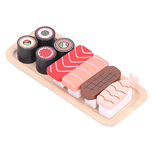 Hztyyier Juguete de Sushi de Madera, Juego de rol con 10 Piezas de Sushi Surtidas y Bandeja de Aprendizaje