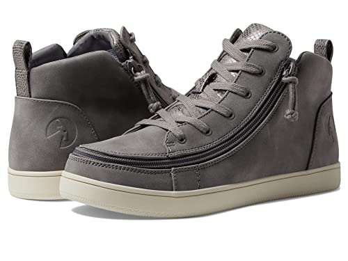 BILLY Footwear Sneaker Lace Mid Top Sneakers for Women - Faux Leather Upper, Flexible Man-Made Outsole, and Soft Canvas Lining Stone 8.5 W