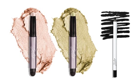 Image of Julep Eyeshadow 101 Creme-to-Powder Eyeshadow Stick Duo + When Pencil Met Gel Sharpenable Multi-Use Longwear Eyeliner Pencil, 3pc Set - Meadow Shimmer, Blackest Black and Pearl Shimmer
