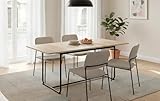 B&D home Table de Salle à Manger Pius, Extensible 120 160 x 80 cm,4 6 Personnes Table de Cuisine en Bois avec piètement métallique en U pour Cuisine, Aspect chêne sables,11219 120 US EISA