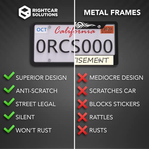 Rightcar Solutions Silicone License Plate Frames | The Original Premium Grade Silicone Car Plate Frame | Rust Proof, Rattle Proof, Weather Proof License Plate Holder (2-Pack- White & Black) #TOP2