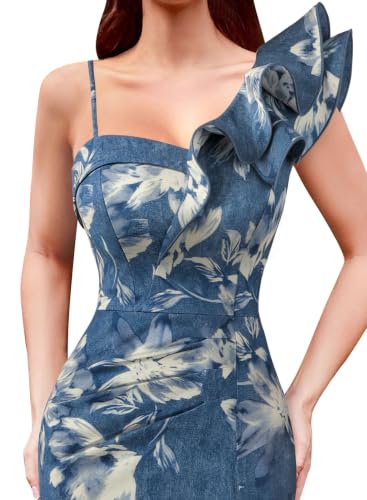 Image of VFSHOW Womens Ruffle One Shoulder Formal Prom Gala Maxi Dress Evening Gown