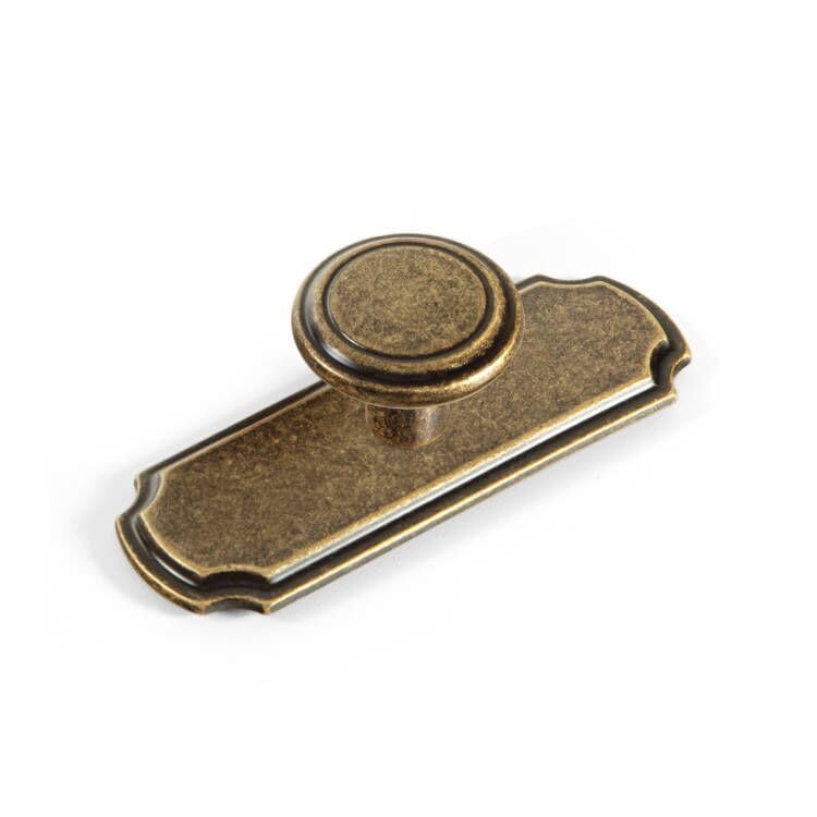 Goo-Ki Antique Brass Cabinet Knobs with Backplate,Casual Luxury Solid Zinc Cabinet Handles for Drawer,Cupboard, Wardrobe,6 Pack