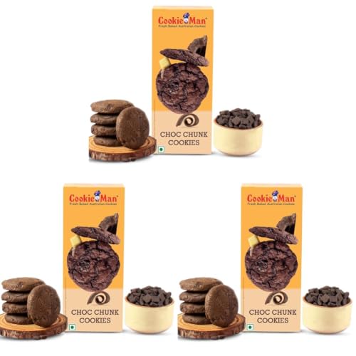 Image of CookieMan Choco Chunk Cookies - 250g | Rich & Chewy Chocolate Chunk Australian Cookies | Baked to Perfection for Ultimate Indulgence | Perfect for Snacking, Sharing & Gifting (Pack of 3)