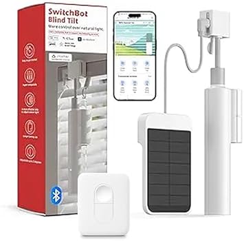 SwitchBot Blind Tilt Motorized Blinds with Remote, Automatic Blind Opener and Closer, Solar Powered, Light Sensing Control, Add Hub Mini to Make it Compatible with Alexa & Google Home