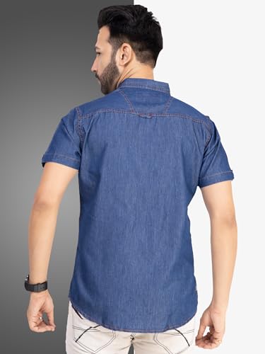 Image of Men's Denim Casual Shirts for Men | Half Sleeve Shirt | Regular Fit