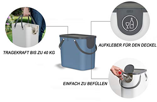 Rotho Albula 2er-Set Mülltrennungssystem 25l für die Küche, Kunststoff (PP) BPA-frei, anthrazit/blau, 2 x 25l (40.0 x 23.5 x 34.0 cm)