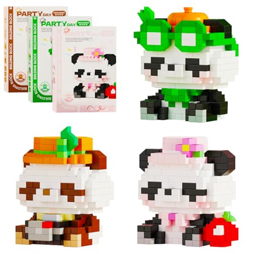 ARONRAVE 3 Stück Niedlich Panda Klemmbausteine Set - Mini Tiere Building Blocks Tier Geschenk