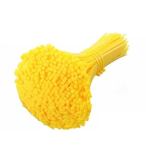Wzddxunsf Yellow Nylon Cable Ties Self Locking Cord Straps Home Office Fixed Fastening Ring Loop Plastic Wire(,100Pcs)