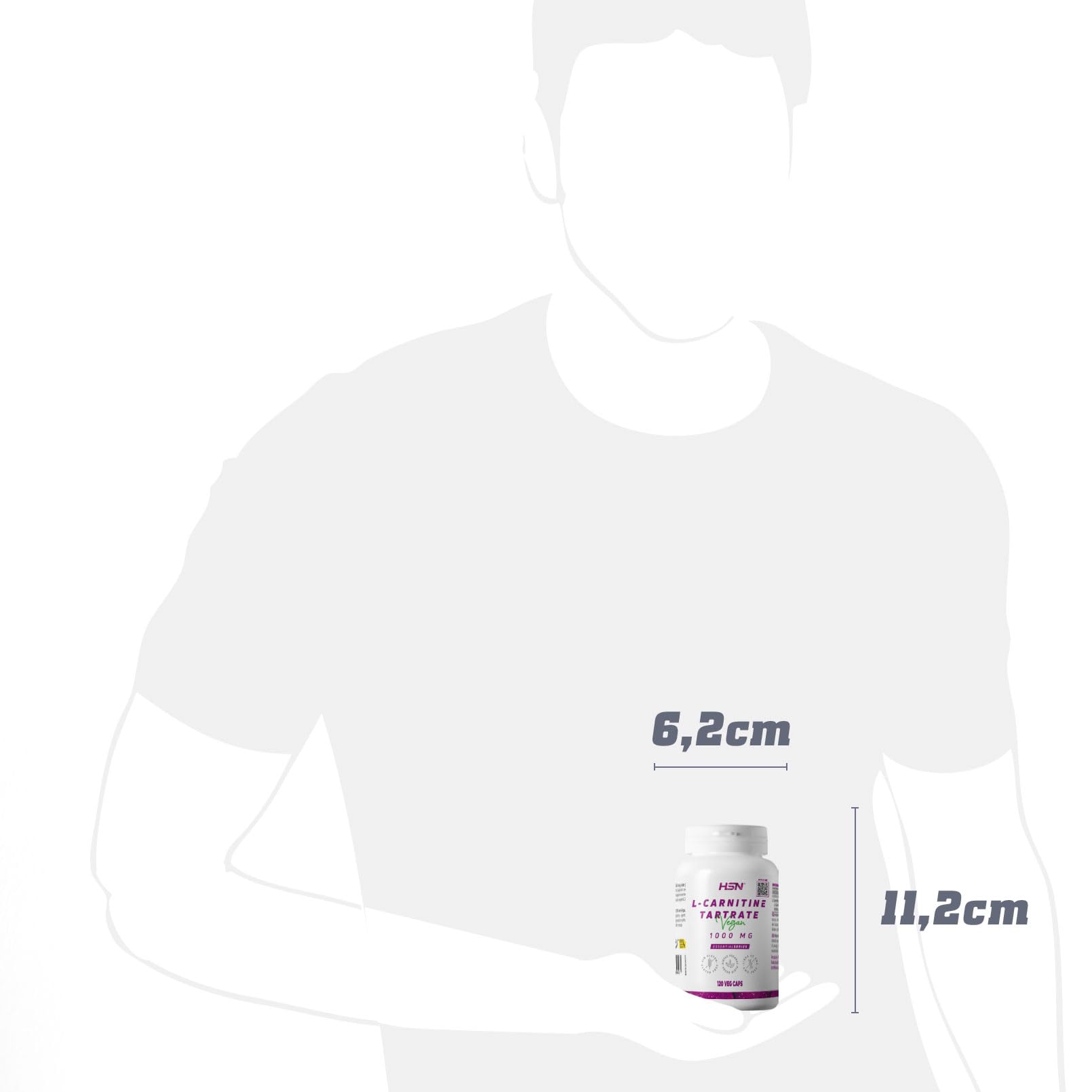 HSN L-Carnitina L-Tartrato 3000 mg por Dosis Diaria | 120 Cpsulas  Vegetales Sin Aditivos estticos - Pura Carnitina 100% enantimero Levo- (L-)  de Mxima Absorcin | No-GMO, Vegano, Sin Gluten : Amazon.es: