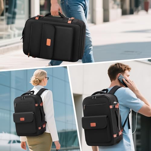 MATEIN Handgepäck Rucksack 40x30x20 mit Elektronik Tasche, Reiserucksack Damen mit Schuhfach, Laptop Rucksack 15,6 Zoll Kompatibel mit Ryanair Handgepäck 40x30x20 USB Ladeanschluss für Reise, Schwarz