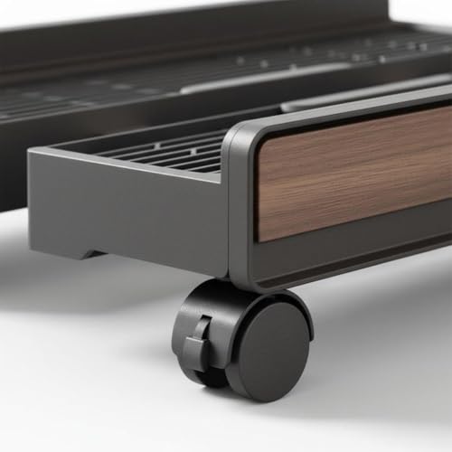 Soporte móvil para CPU bajo el escritorio, rack elevable ajustable con ruedas freno para hogar y oficina miniatura 5