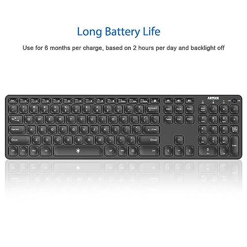 Arteck HB305-3B Universal Backlit 7-Colors & Adjustable Brightness Multi-Device Full Size Wireless Bluetooth Keyboard thumb #3