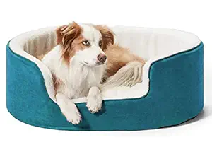 Petslover Warm Fleece Winter Beds Round Shape Reversible Ultra Soft Ethnic Designer (Export Quality) Bed with Cushion Pillow for Dog/Cat (Small, Sky Blue)