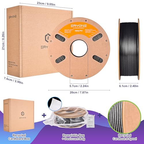 Image of ERYONE Galaxy PLA 3D Printer Filament, Sparkle Glitter PLA, 1.75mm + /-0.03mm, 1kg(2.2LBS) /Spool, Christmas Filament, Galaxy Black