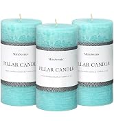 3x6 Inch Turquoise Pillar Candles Set of 3 - Unscented Candles, Long Clean Burning, Large Big Can...