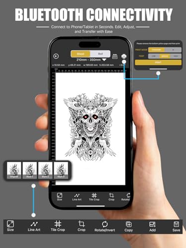Dragonhawk A4 Wireless Thermal Tattoo Stencil Printer Machine Portable Tattoo Printer Compatible with Phone/Tablet/PC Tattoo Supplies for Beginners Artists - Thumbnail 6