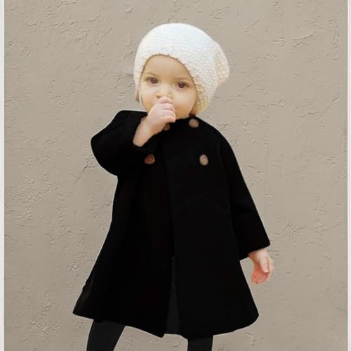XFGLCK Toddler Baby Girls Coats Cloak Button Jacket Outerwear Fall Winter Clothes (2-3 Years, Black) - Thumbnail 5