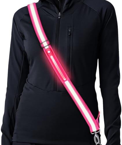 Simket Lauflicht Joggen mit Reflektoren Gürtel, LED Lauflampe USB Aufladbar Verstellbar Nacht Sicherheitslicht Laufgürtel für Joggen Laufen Running Fahrradfahren Hundewandern Outdo