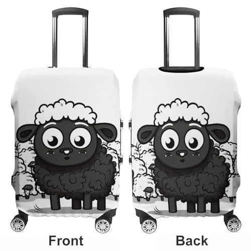 Cartoon Black White Sheep Printed Luggage Cover Protector, Fits 18-32 Inch Luggage3